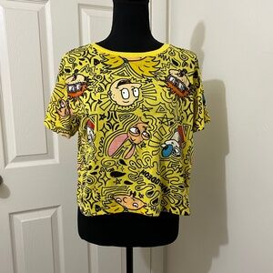 Nickelodeon 90's Y2K Yellow Character T Shirt Rugrats Hey Arnold Size Medium
